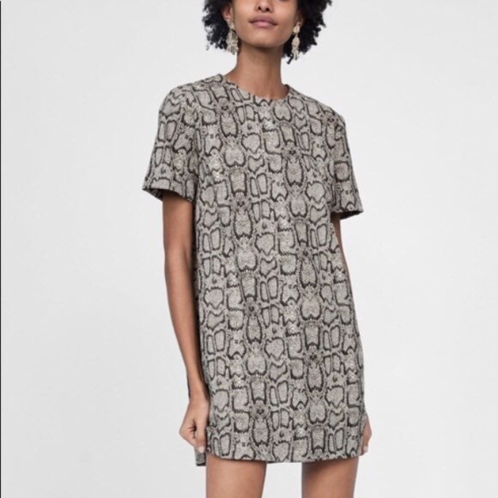 ZARA NWT Snake Print Shift Dress